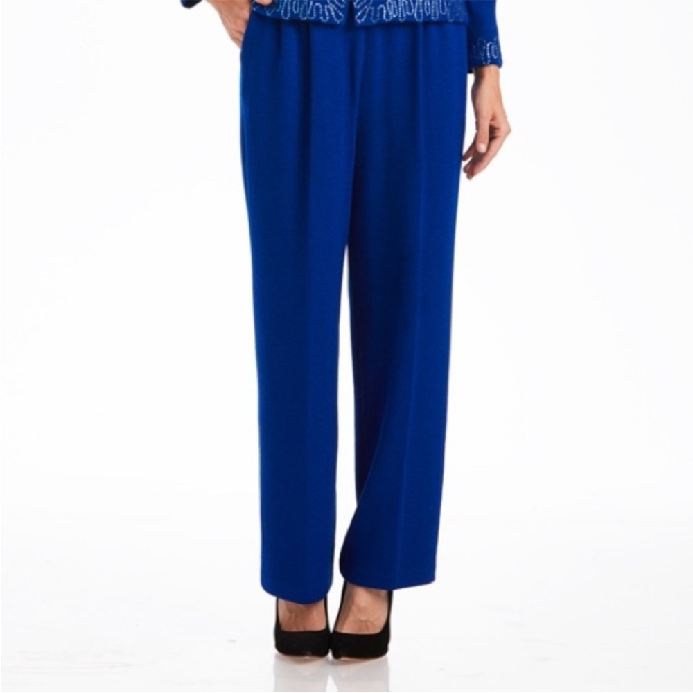St. John sportswear By Marie Gray Blue Santana Knit‎ Pants 14 Pockets Pleated